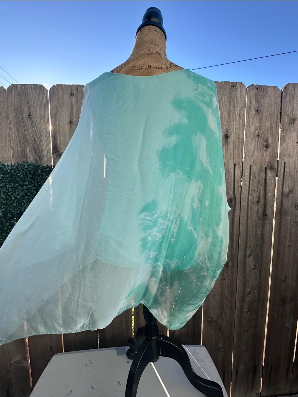 Ethereal, Artsy Mint Green Women's Chiffon Silk Flowing Top from Italy Size Sm